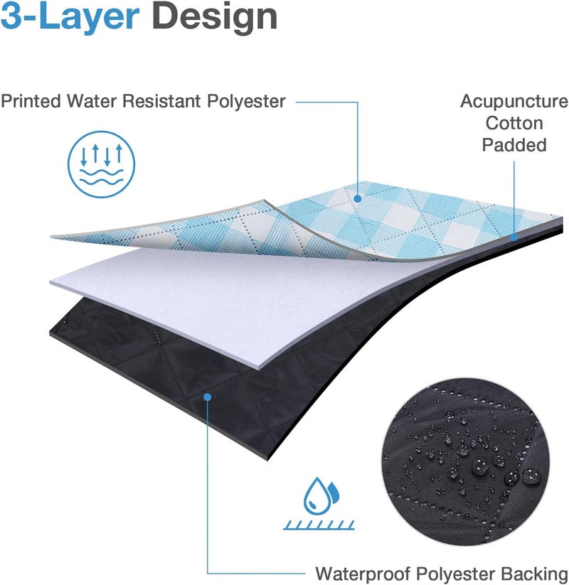 WILLOW WEAVE Picnic Blanket, 80''x80'' Waterproof Outdoor Blankets, Picnic Mat Washable for Beach, Picnic Blankets for Camping on Grass with Shoulder Strap - Blue & White - Image 4